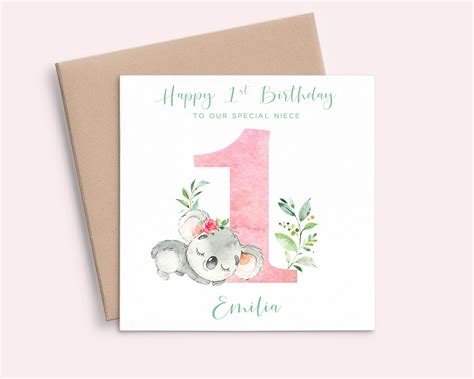 Koala 1st Birthday Card Girl Koala First Birthday Card - Etsy Canada