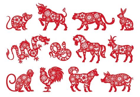 Premium Vector | Chinese horoscope lunar New Year oriental animals ...