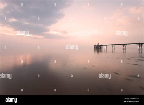 Clevedon Pier at sunset Stock Photo - Alamy