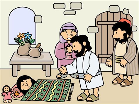 FreeBibleimages :: Jairus and his sick daughter :: Jesus raises a young girl to life (Mark 5:21 ...