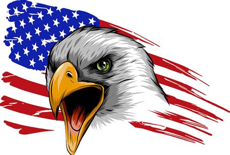 vector illustation American eagle against USA flag and white background ...