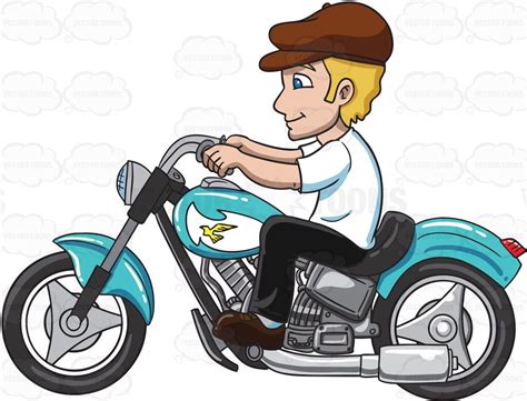 A Happy Man Riding His Motorcycle | Man clipart, Cartoon people, Harley men