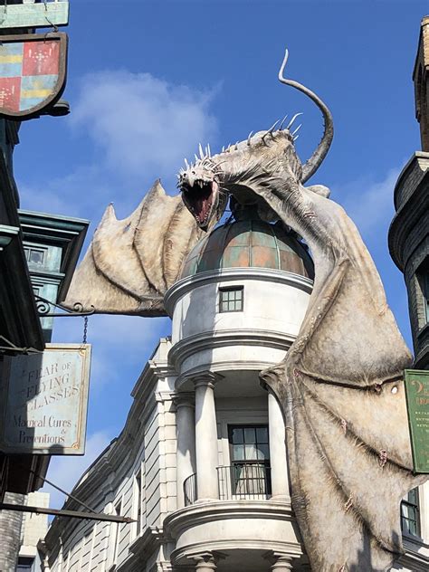 Dragon from gringotts bank in diagon alley at the Wizarding World of ...