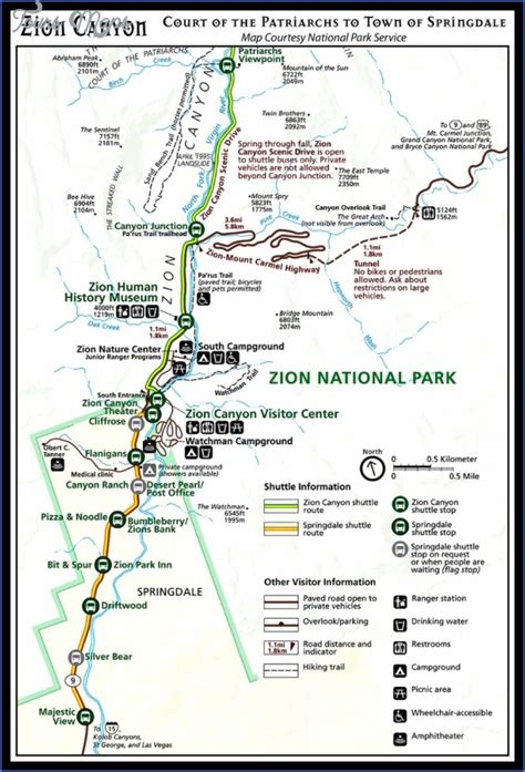 ZION PARK MAP UTAH - ToursMaps.com