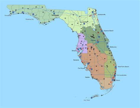 Map Of Florida Cities And Airports – Map Vector