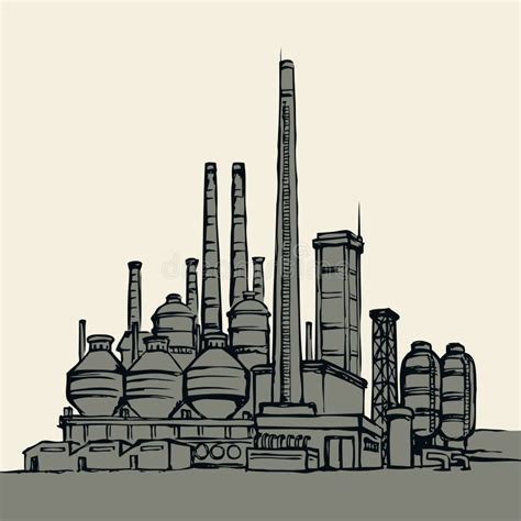 Large Factory. Vector Drawing Stock Vector - Illustration of facility, coal: 87848919