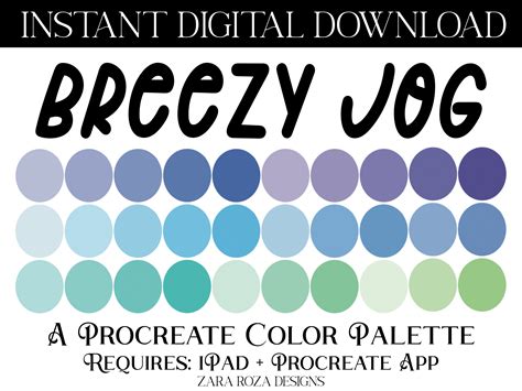 Breezy Jog Procreate Color Palette Graphic by ZaraRozaDesigns · Creative Fabrica