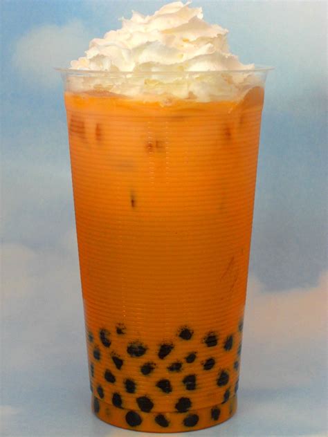 Who could resist a nice ice cold Thai Tea Boba topped with whipped cream? | Thai tea, Bubble tea ...