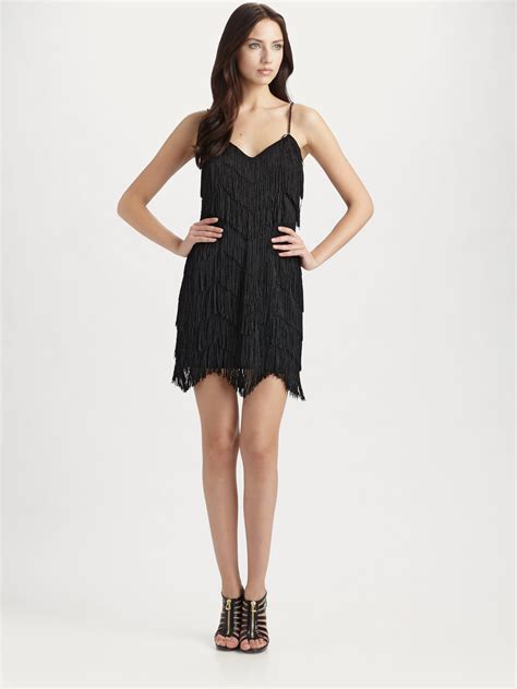 Lyst - Aidan Mattox Fringed Cocktail Dress in Black