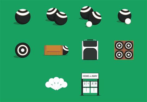 Lawn Bowls Equipment Icon Set 126622 Vector Art at Vecteezy