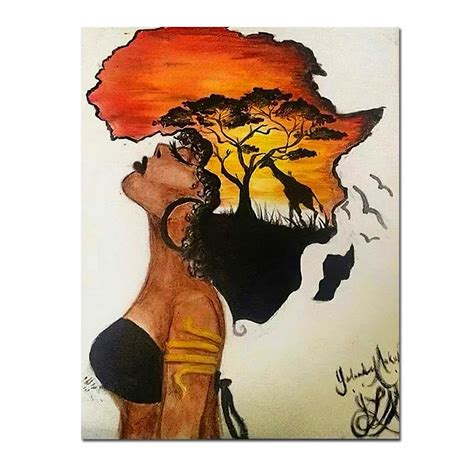 Black Woman Afro Africa Map Wall Canvas Art– Uniquely Living