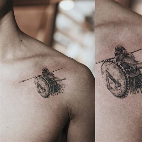 Single needle Spartan tattoo on the left shoulder. | Spartan tattoo ...