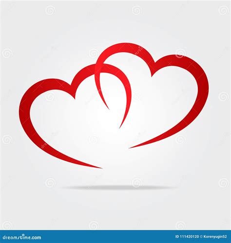 Two Red Hearts Symbol Love As Logo, Stock Vector Illustration Stock Vector - Illustration of ...