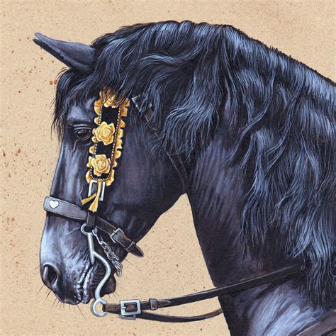 Friesian Horse Illustration Wall Art | Painting