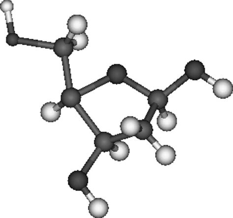 -Structure of sugar furanose. The grey, white, and red balls represent... | Download Scientific ...