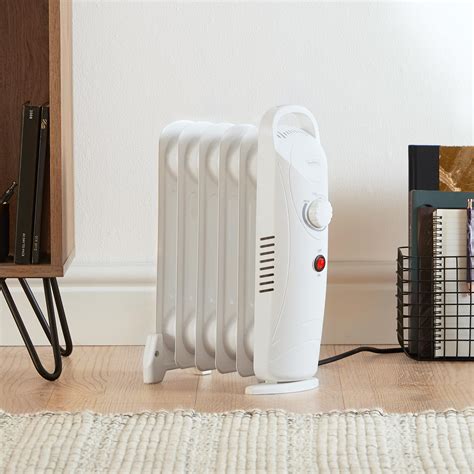 VonHaus Mini Oil Filled Radiator - 800W 6 fin Portable Electric Heater - White | eBay