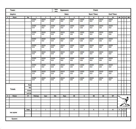 Baseball Scorecard Template Excel - MLB Champ