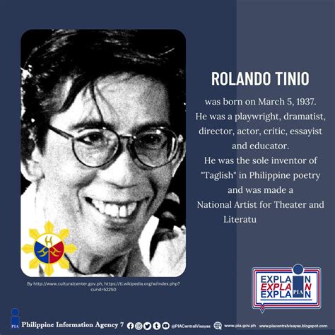 National Artist for Theater and Literature, Rolando Santos Tinio was born on March 5, 1937. He ...