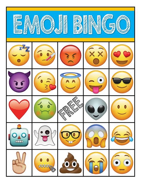 EMOJI Printable Bingo Cards 8.5 X 11 10 - Etsy