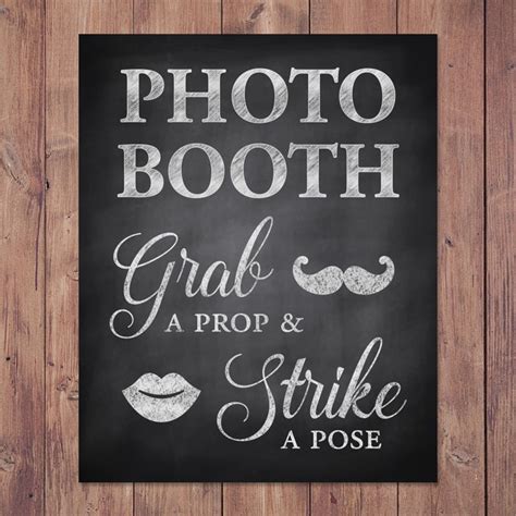 Rustic wedding photo booth sign grab a prop and strike a | Etsy