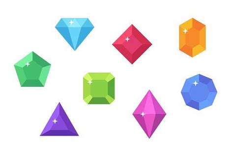 Flat Style Gems Vector Clip Art Set