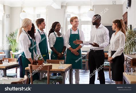 Staff Attending Team Meeting Empty Dining Stock Photo 1176110662 ...