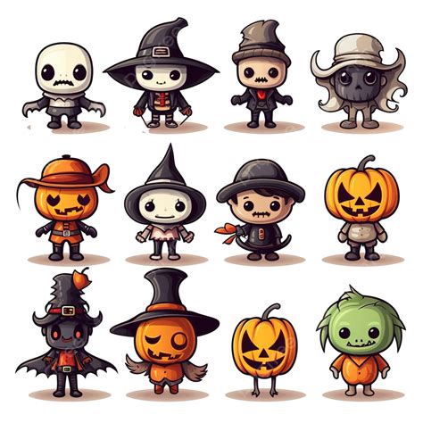 Halloween Vector Characters Set In Cartoon Style Premium Vector, Funny Cartoon, Cartoon, Cute ...