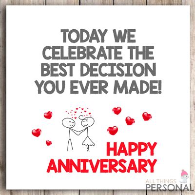 Funny Anniversary Card Humour Cheeky Husband Wife Wedding Anniversary ...