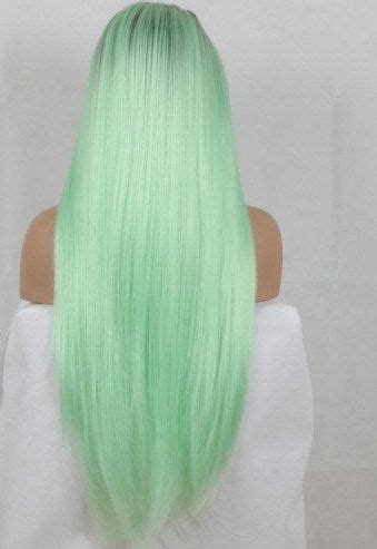 Blonde Hair Turned Green, Blonde Ombre Hair, Mint Green Hair, Black Hair Ombre, Green Wig, Green ...