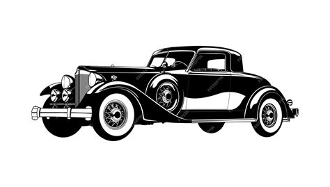 Premium Vector | Vintage Car Black and White Vector