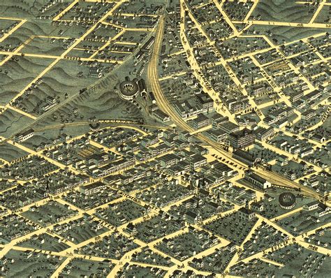 Atlanta, GA in 1871 - Bird's Eye View Map, Aerial, Panorama, Vintage ...