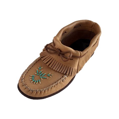 Women's Rubber Sole Moosehide Leather Fringed Moccasins – Leather-Moccasins