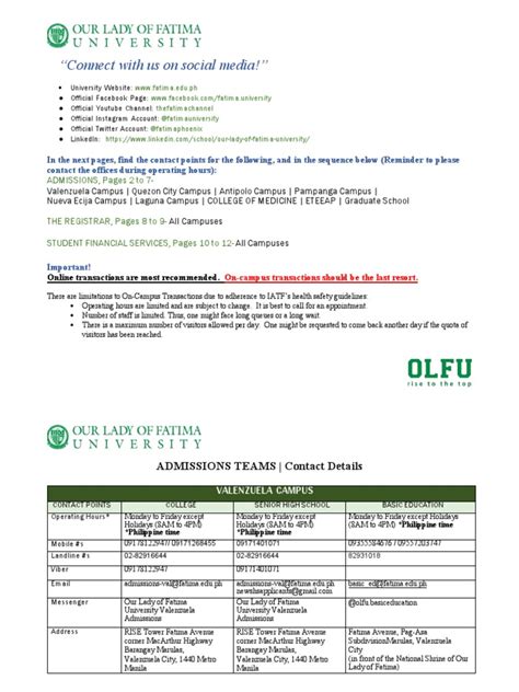 OLFU Contact Details | PDF