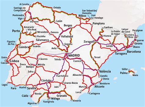 Rail Map Spain - Train in Spain - HappyRail | Train map, Spain tour, Andalucia spain travel