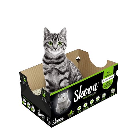 Buy (2 Std Boxes) Skoon All-Natural Medium Disposable Cat Litter Box, Light-Weight, Non-clumping ...