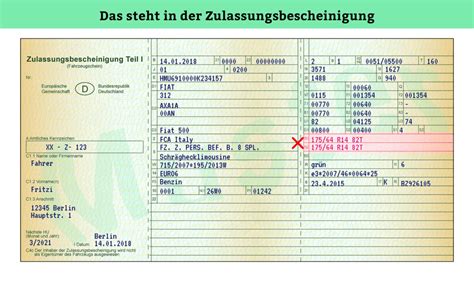 Fahrzeugschein - Inhalt der Zulassungsbescheinigung Teil I