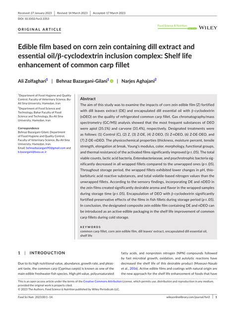 (PDF) Edible film based on corn zein containing dill extract and ...