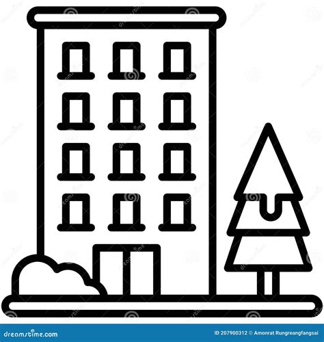 Apartment Building Icon, Winter City Related Vector Stock Vector ...