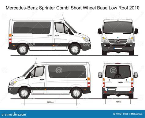 Mercedes Sprinter Combi SWB Low Roof Van 2010 Blueprint Editorial Photo ...