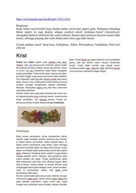 Amorf - id.wikipedia/wiki/Kristal// 30/11/ Ringkasan Suatu bahan non-kristalin biasa disebut ...