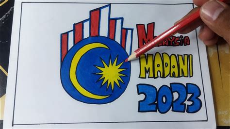 Cara Melukis & Mewarnai tema Logo - Malaysia Madani 2023 #LogoHariKebangsaan2023 - YouTube