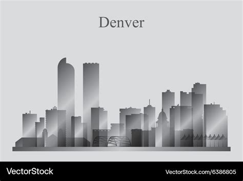 Denver city skyline silhouette in grayscale Vector Image