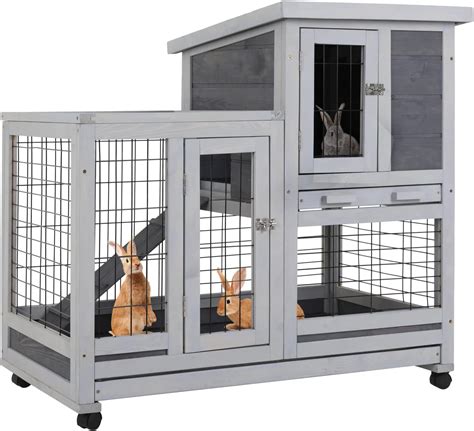 Hanover Outdoor Wooden Elevated Rabbit Hutch With Ramp,, 53% OFF