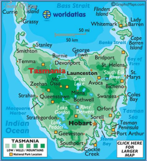 Tasmania Map - ToursMaps.com