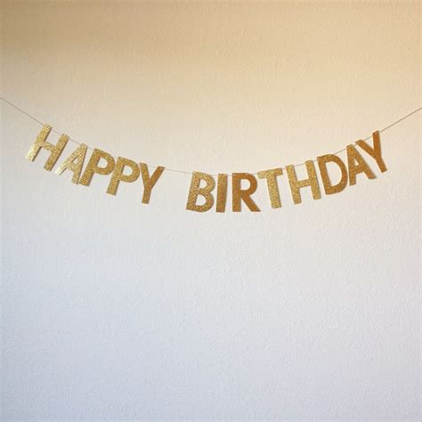 Gold Happy Birthday Banner // Custom Birthday Banner // - Etsy