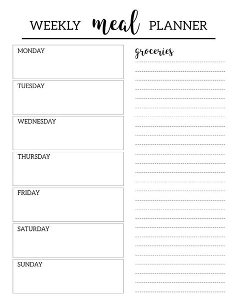 Free Printable Meal Planner Template - Paper Trail Design | Weekly meal ...