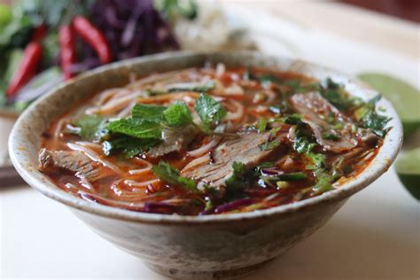 Bun Bo Hue (Vietnamese spicy beef noodle soup from Hue)