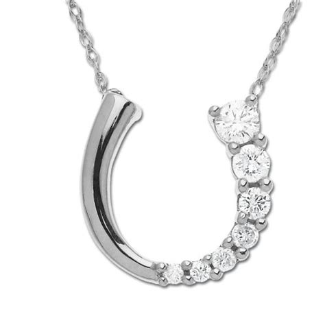 White Gold Diamond Horseshoe Pendant - FindGift.com