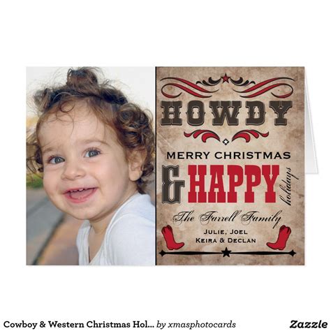 Cowboy & Western Christmas Holiday Photo Card | Zazzle | Christmas holiday photos, Western ...