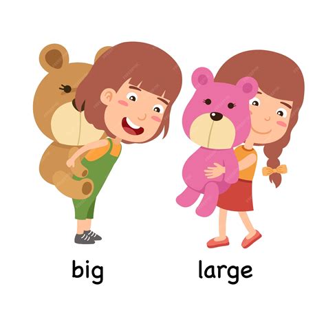 Premium Vector | Synonyms adjectives big and large vector illustration